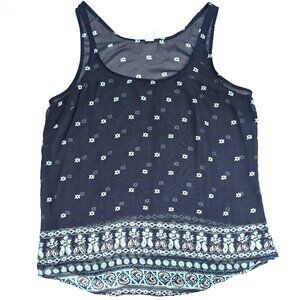 Old Navy Polyester Sheer Sleeveless Scoop Neck Swing Top Blue Women's Size Large